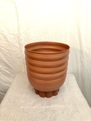 Painted Ribbed Metal Planter Sm