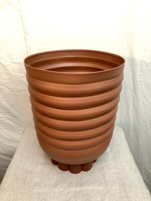 Painted Ribbed Metal Planter Lg