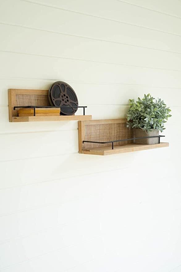 Wood &amp; Metal Wall Shelf Lg