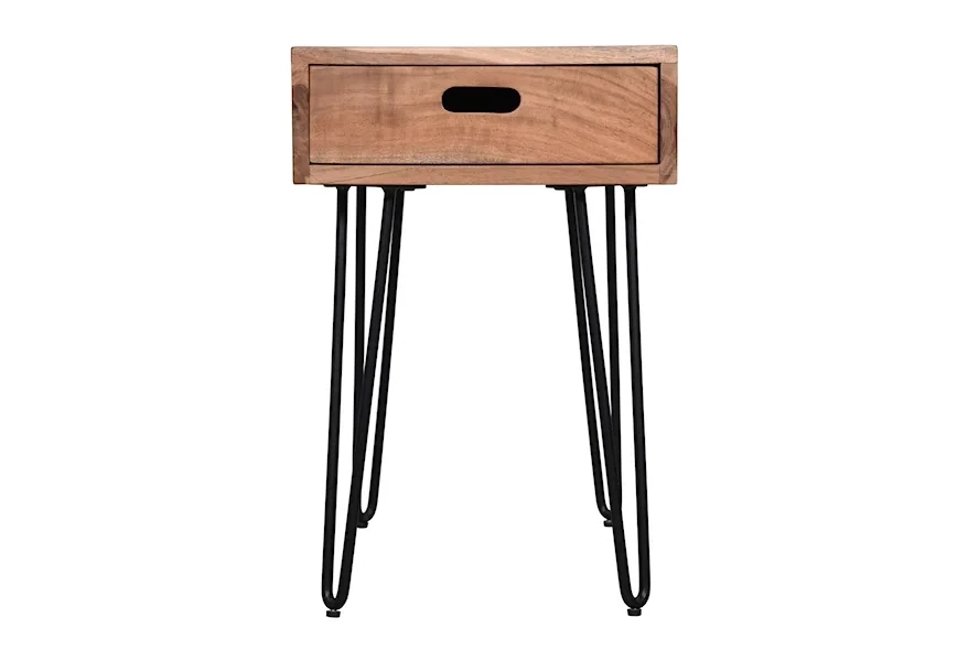 Metal &amp; Wood Chair Side Table