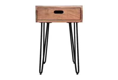 Metal &amp; Wood Chair Side Table