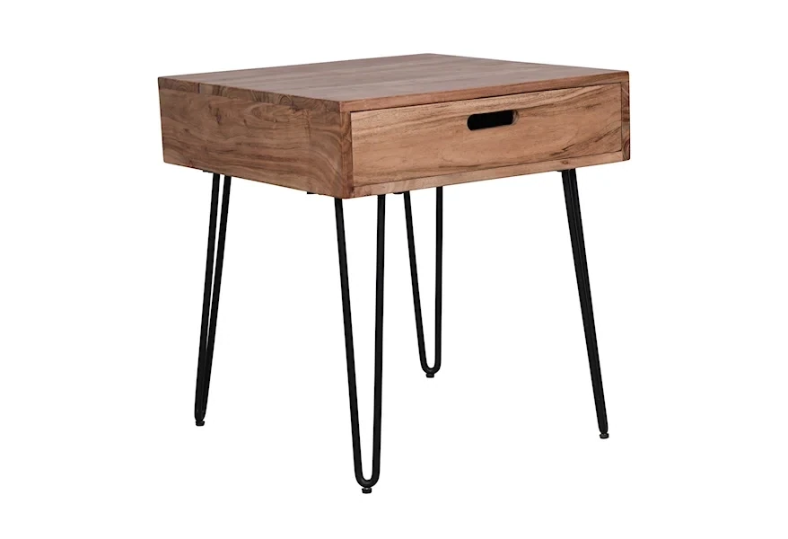 Metal &amp; Wood End Table w/Drawer