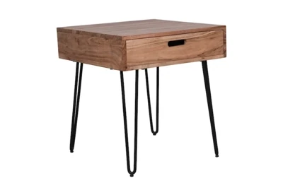 Metal &amp; Wood End Table w/Drawer