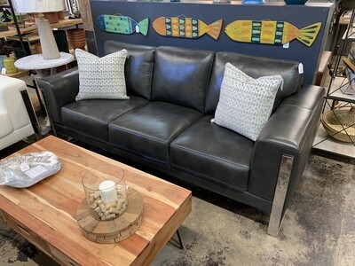 Ruby Leather Sofa - Charcoal