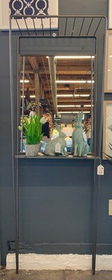 Metal Framed Mirror With Wall Shelving Unit