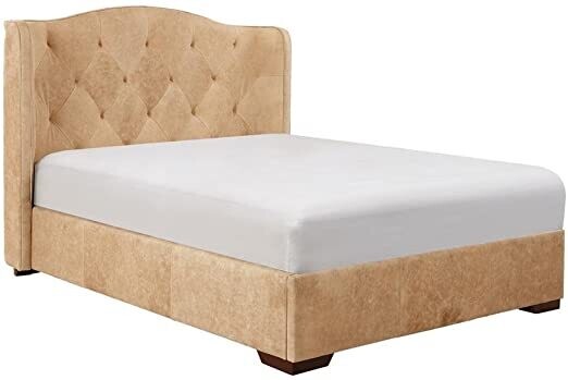 Drake Leather Wing Back Tufted Queen Bed Drake Leather Wing Back Tufted Queen Bed