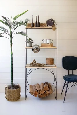 Tall Metal Shelving Unit w/Round Shelf Detail