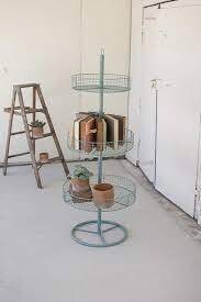 3 Tiered Industrial Blue Round Wire Display