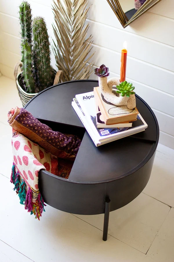 Round Metal Coffee Table w/Removable Top