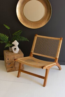 Teak Lounge Chair W/Woven Seat &amp; Back II