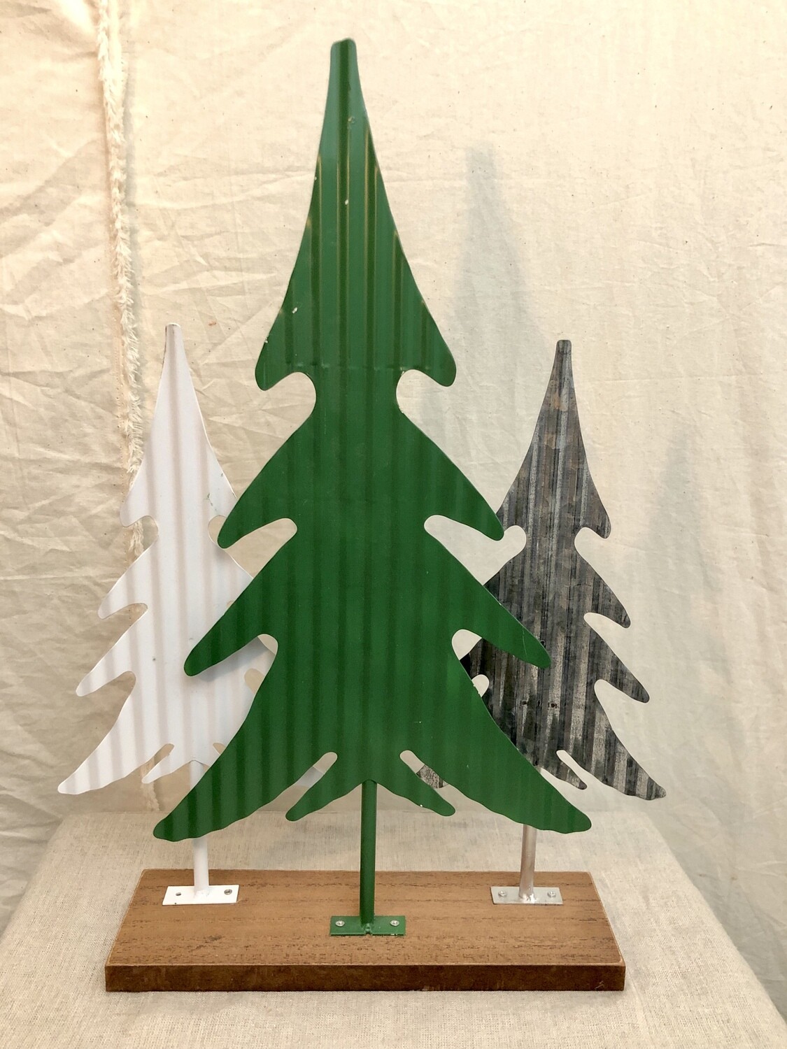 Metal Corrugated 3-Tree Stand Lg Metal Corrugated 3-Tree Stand Lg