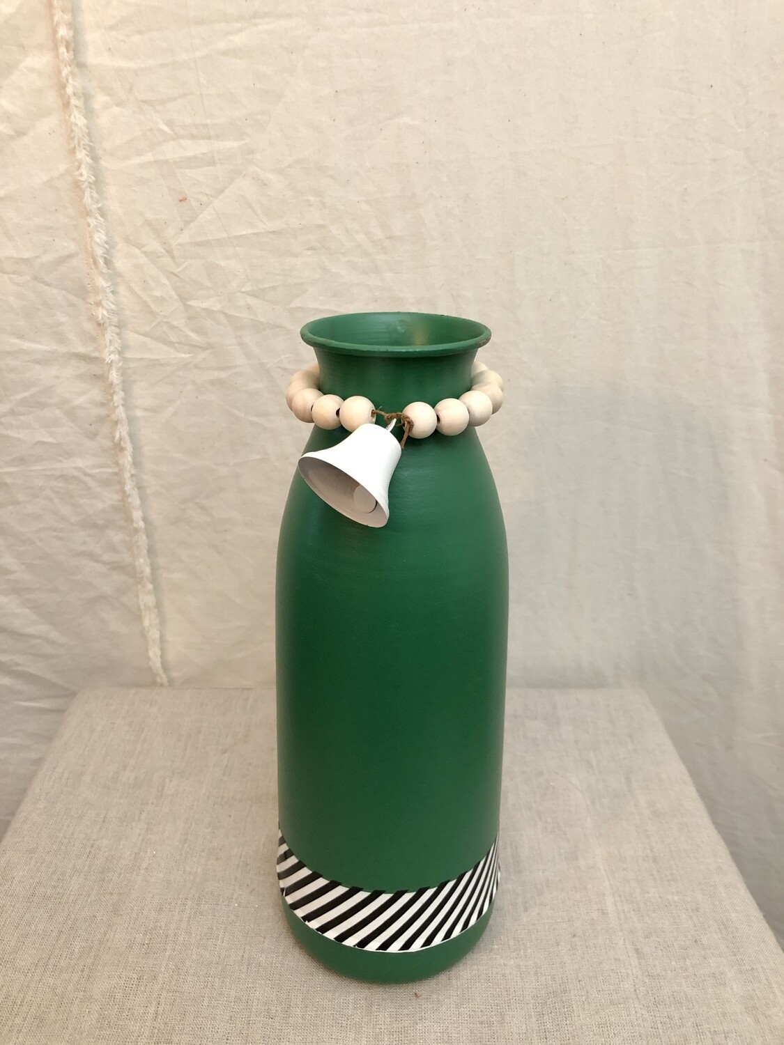 Metal Green Tall Vase w/Bell