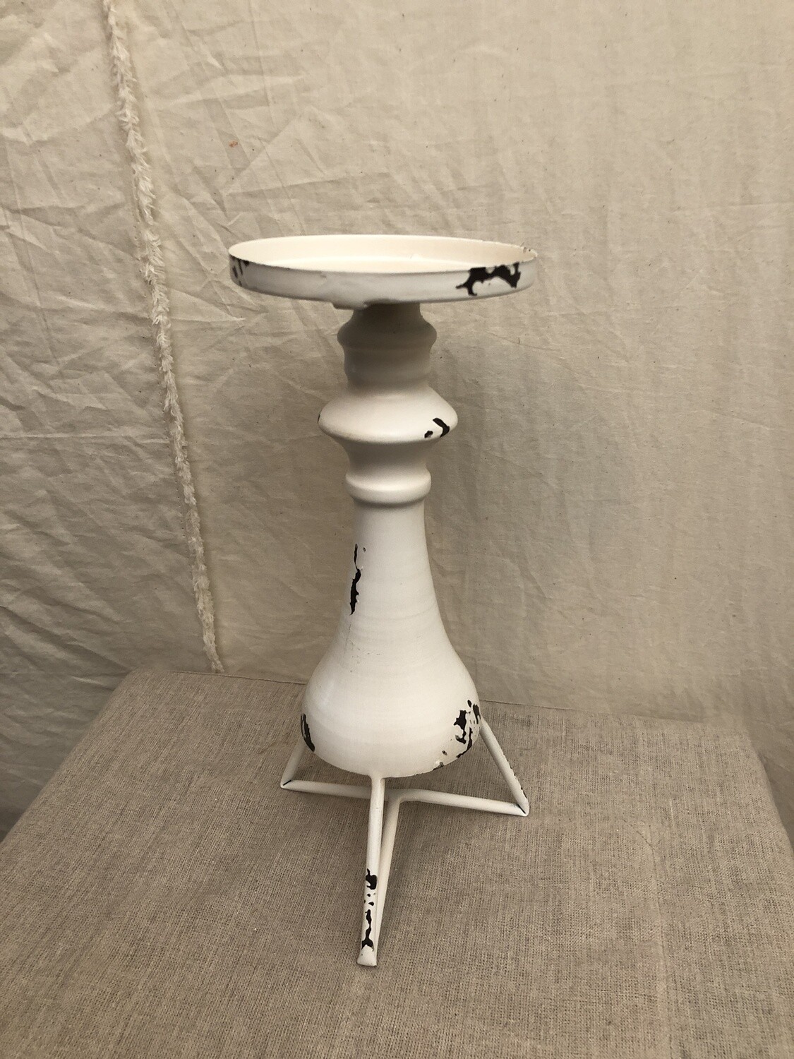 Metal Tripod Candle Stand White