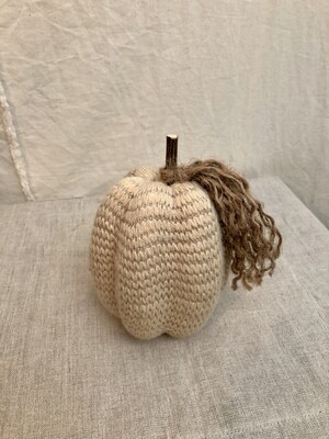Fabric Cream Pumpkin w/Jute Lg