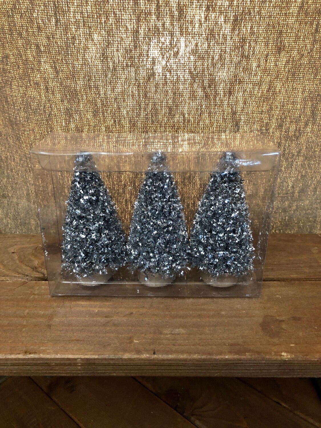 S/3 Silver Glitter 4" Trees