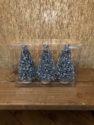 S/3 Silver Glitter 4" Trees S/3 Silver Glitter 4" Trees