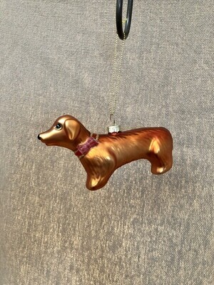 Blown Glass Dachshund Dog Ornament
