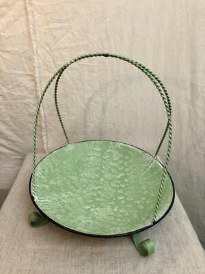 Metal Green Tray w/Handle Lg