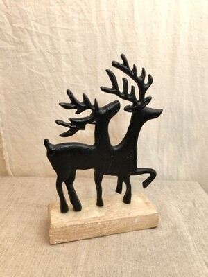 Metal Reindeer on Wood Base 9" Metal Reindeer on Wood Base 9"