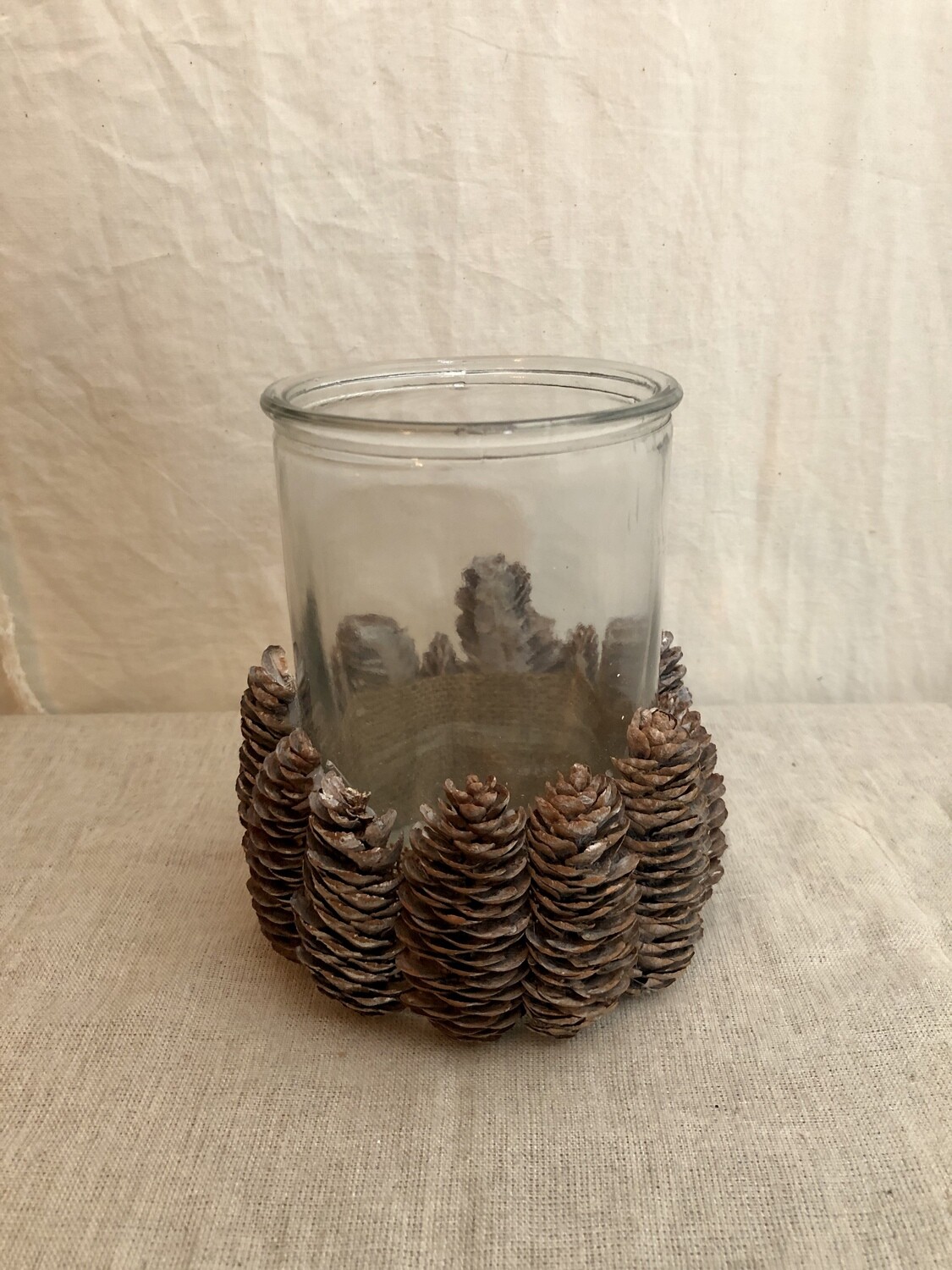 Pinecone Candleholder w/Glass 6&quot;