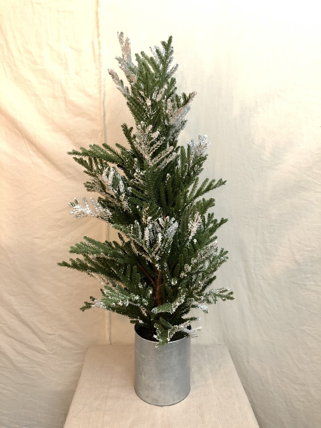 Snow Pine Tree Tin Planter 35" Snow Pine Tree Tin Planter 35"