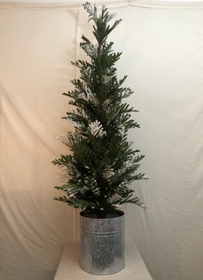Snow Pine Tree Tin Planter 57" Snow Pine Tree Tin Planter 57"