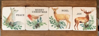 Holiday Animal Coasters S/4