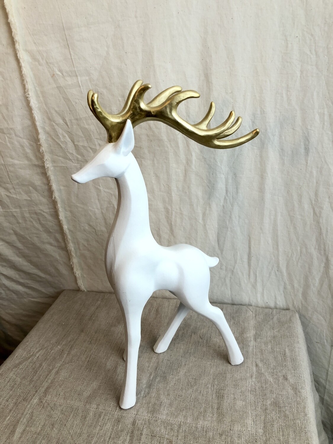 White Reindeer w/Gold Antlers 14" White Reindeer w/Gold Antlers 14"