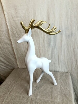 White Reindeer w/Gold Antlers 14" White Reindeer w/Gold Antlers 14"