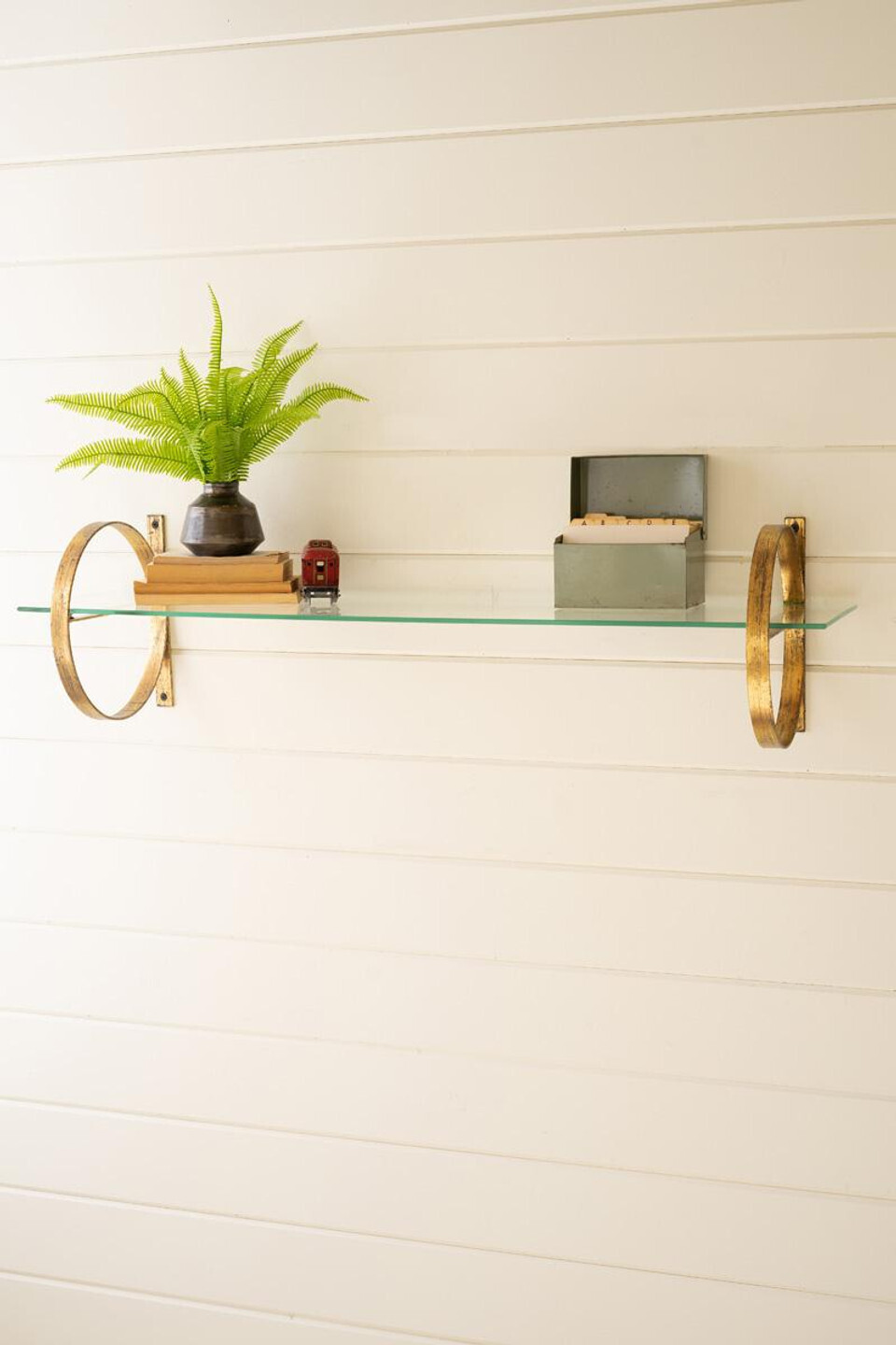 Antique Brass &amp; Glass Shelf