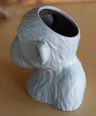 Grey Washed Ceramic Monkey Planter