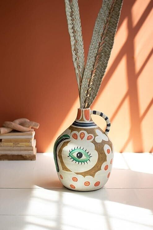 Hand-Painted Ceramic Pitcher w/Eye