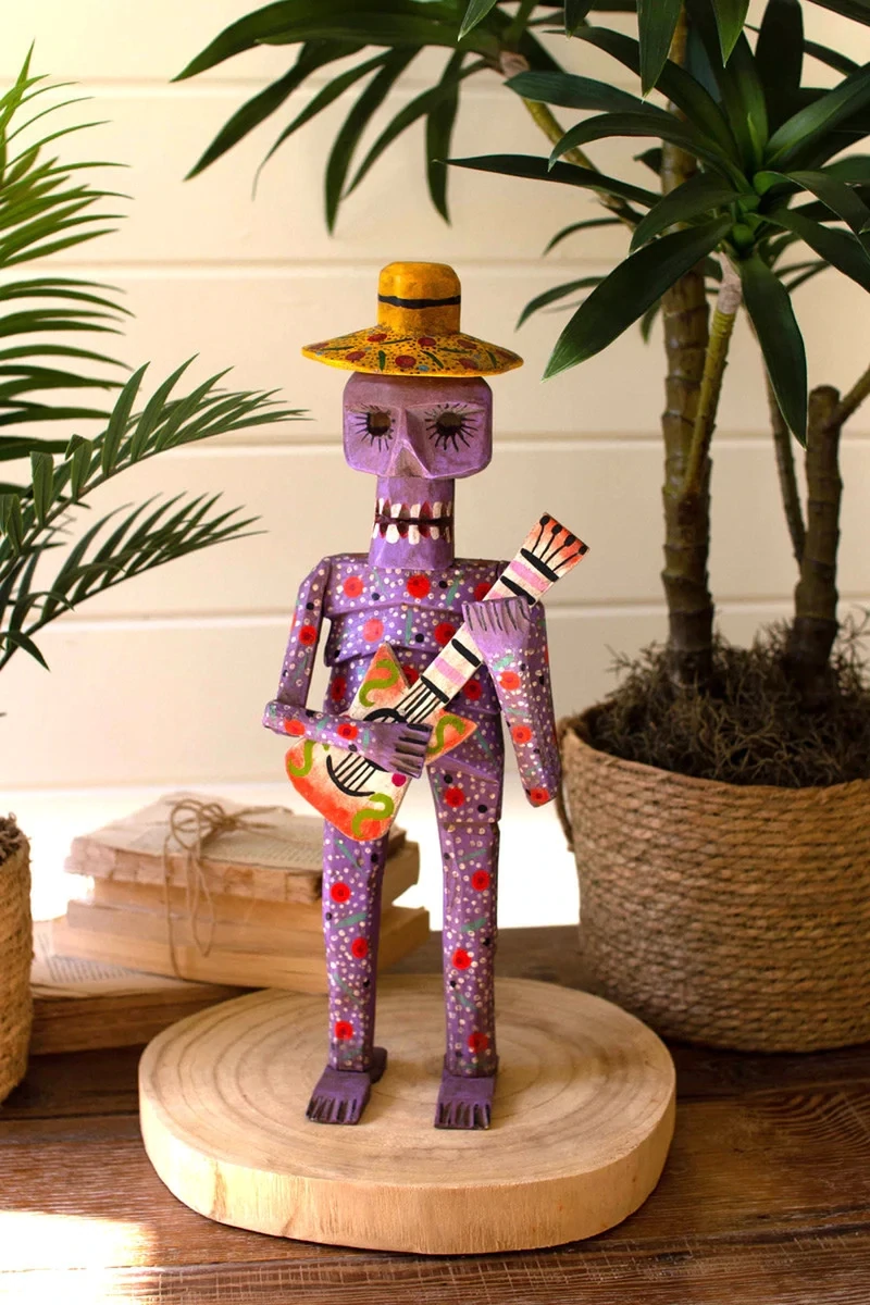 Painted Wooden Skeleton Guitarist Painted Wooden Skeleton Guitarist