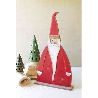 Painted Wooden Santa on Stand Painted Wooden Santa on Stand