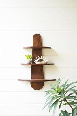 Triple Demi Lune Mango Wood Wall Shelf Triple Demi Lune Mango Wood Wall Shelf