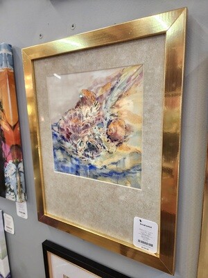 Kathy Morganelli - &quot;Shells and Feathers&quot; - 12.5&quot; x 16&quot;T - Gold Frame