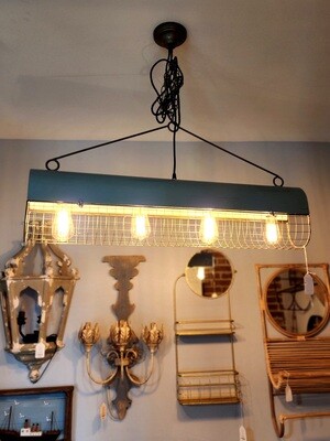 Industrial Blue Long Oval 4 Light Pendant