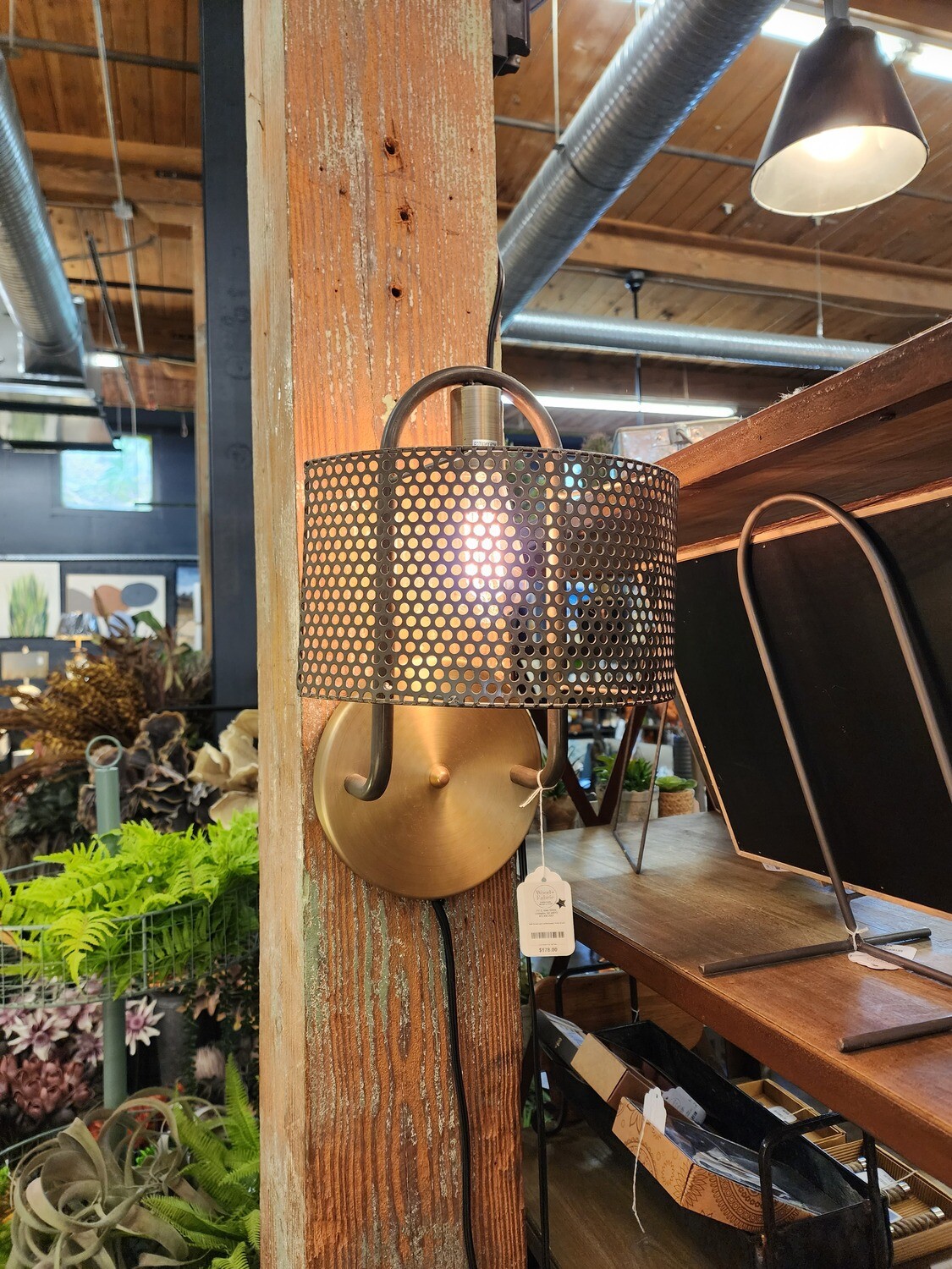 Wall Sconce Light w/Perforated Metal Shade Wall Sconce Light w/Perforated Metal Shade