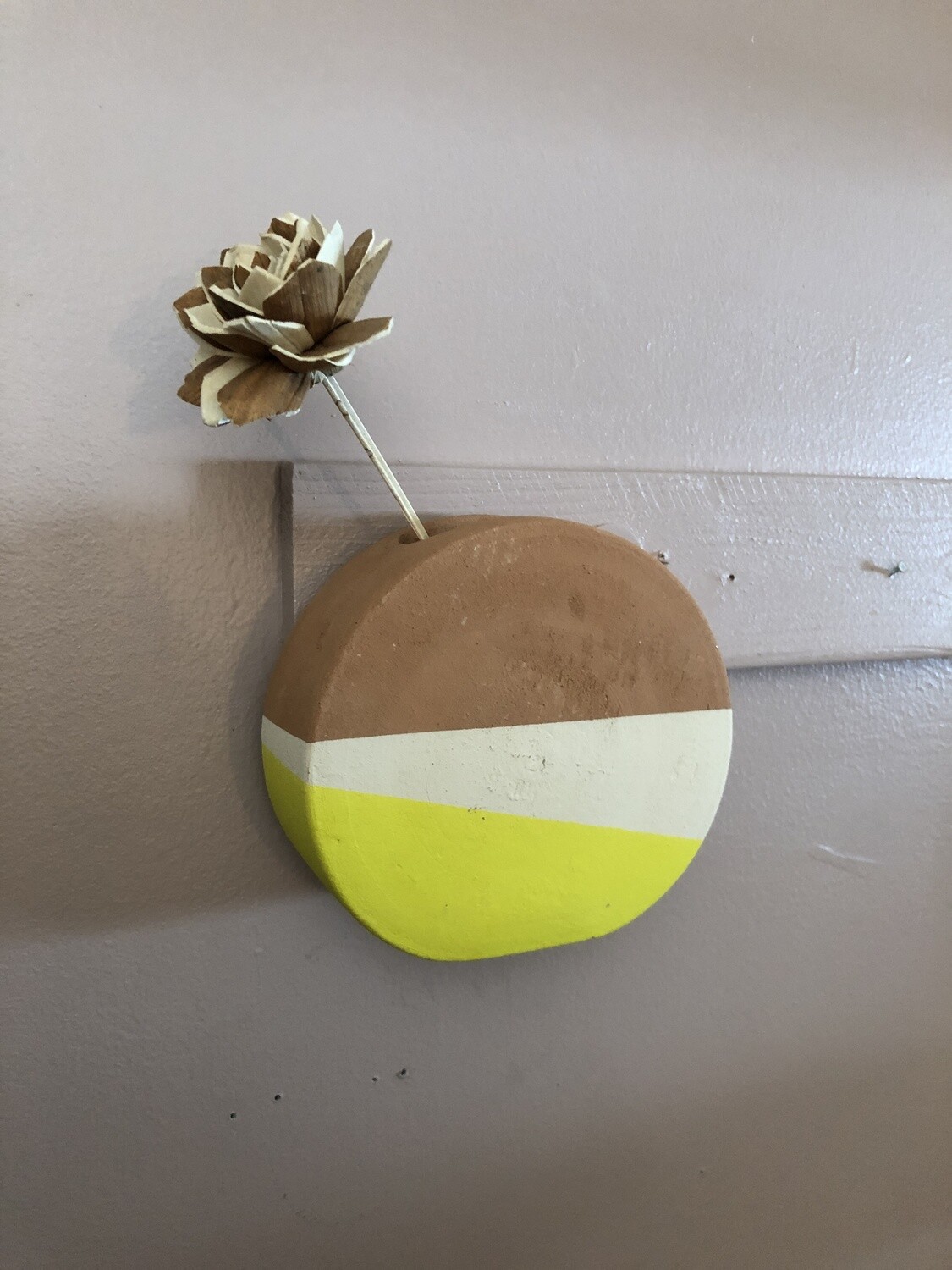 Double-Dipped Clay Circle Wall Planter Yellow Double-Dipped Clay Circle Wall Planter Yellow