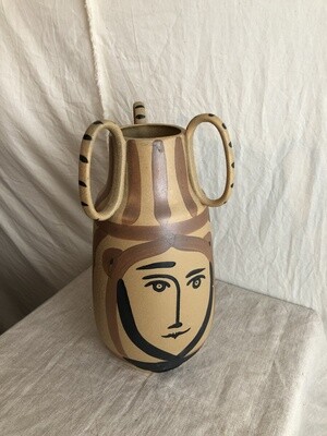 Ceramic Face Vase w/Handles