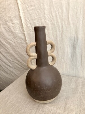 Tall Ceramic Bottle w/Ring Handles Med