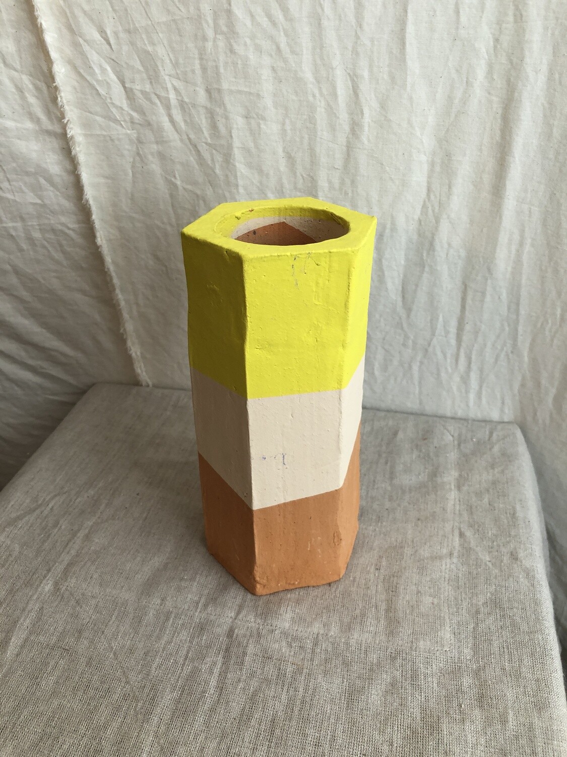 Double-Dipped Hexagon Clay Vase Lg Double-Dipped Hexagon Clay Vase Lg
