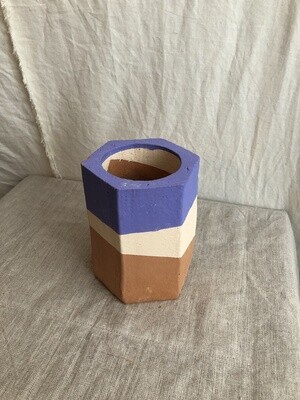 Double-Dipped Hexagon Clay Vase Sm