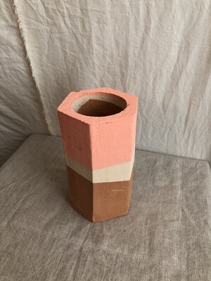Double-Dipped Hexagon Clay Vase Med Double-Dipped Hexagon Clay Vase Med