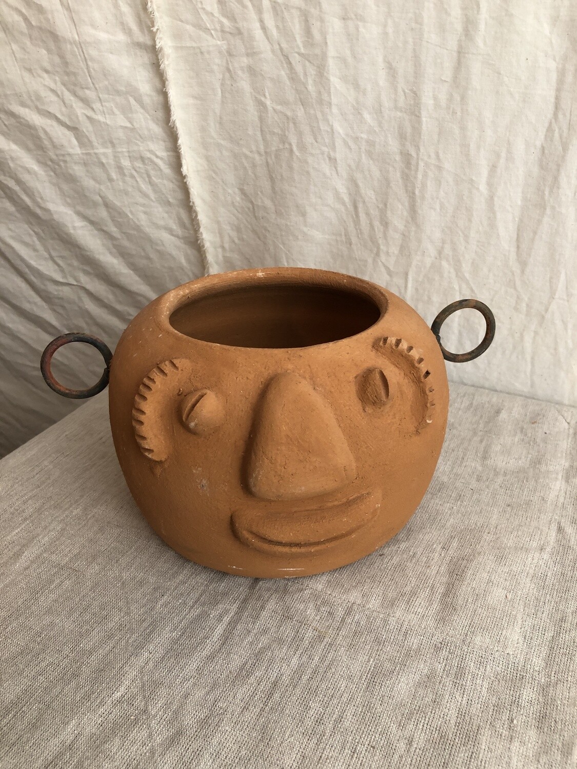 Funky Face Clay Planter I