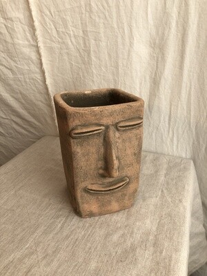Square Clay Face Planter Sm