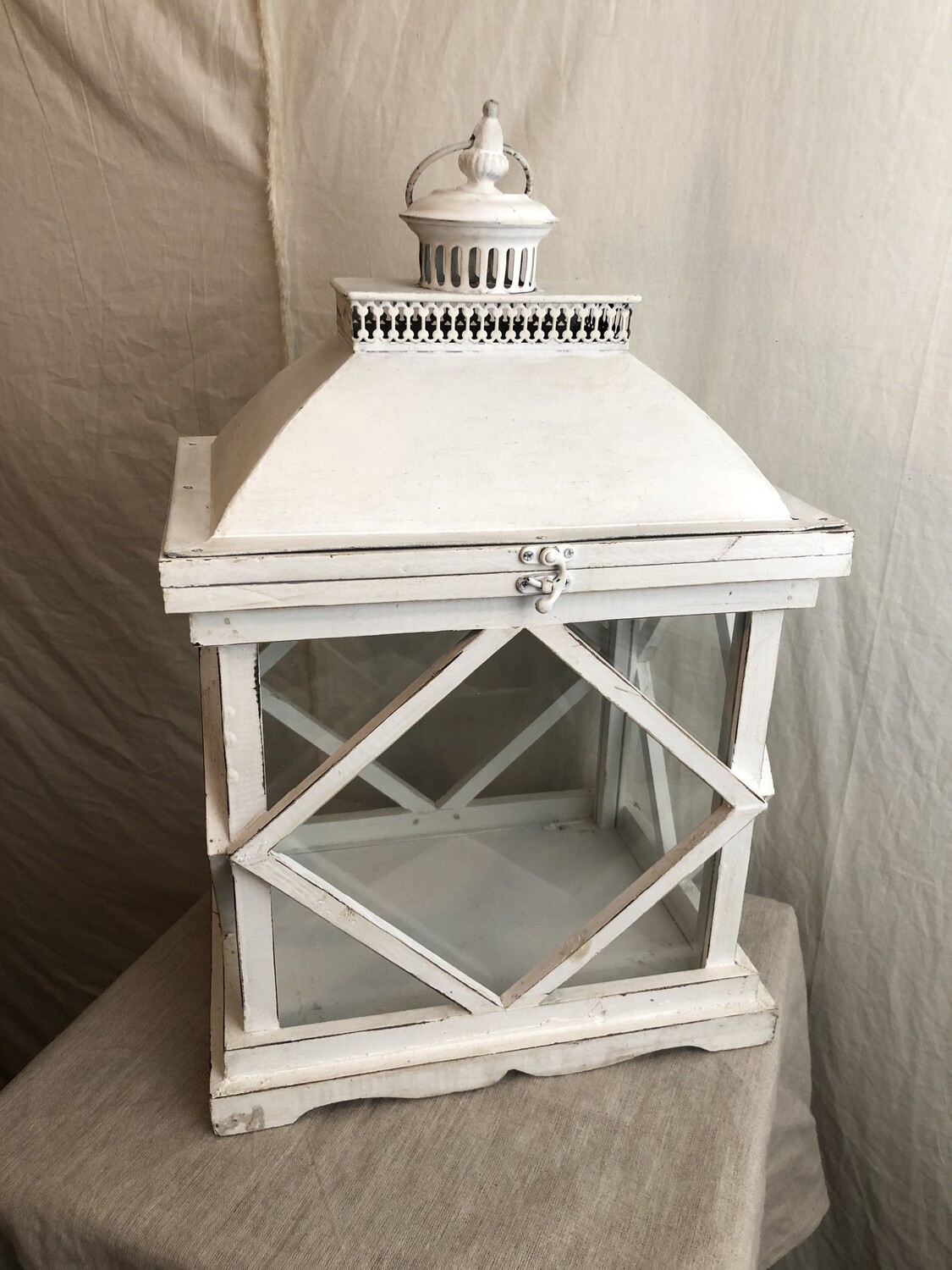 Rustic White Wooden Lantern Lg Rustic White Wooden Lantern Lg