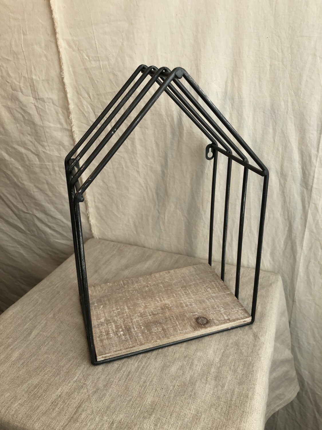 Wood & Metal House Shelf Sm Wood & Metal House Shelf Sm