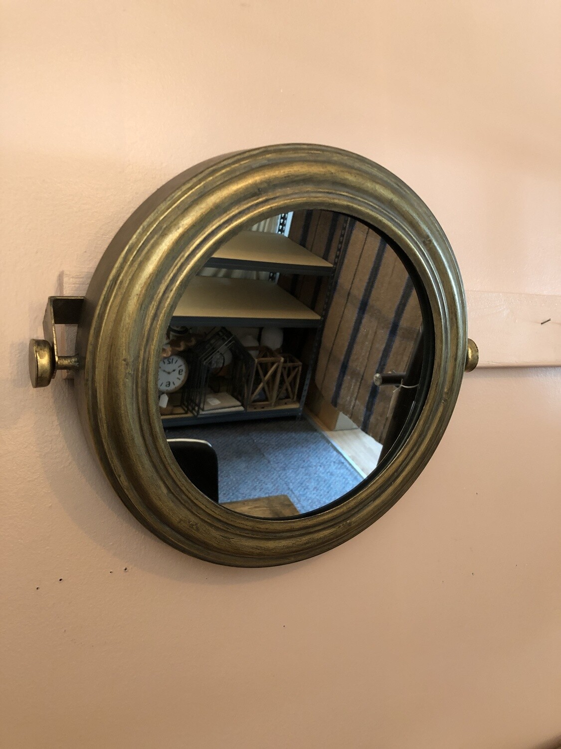 Antique Brass Round Tilting Wall Mirror