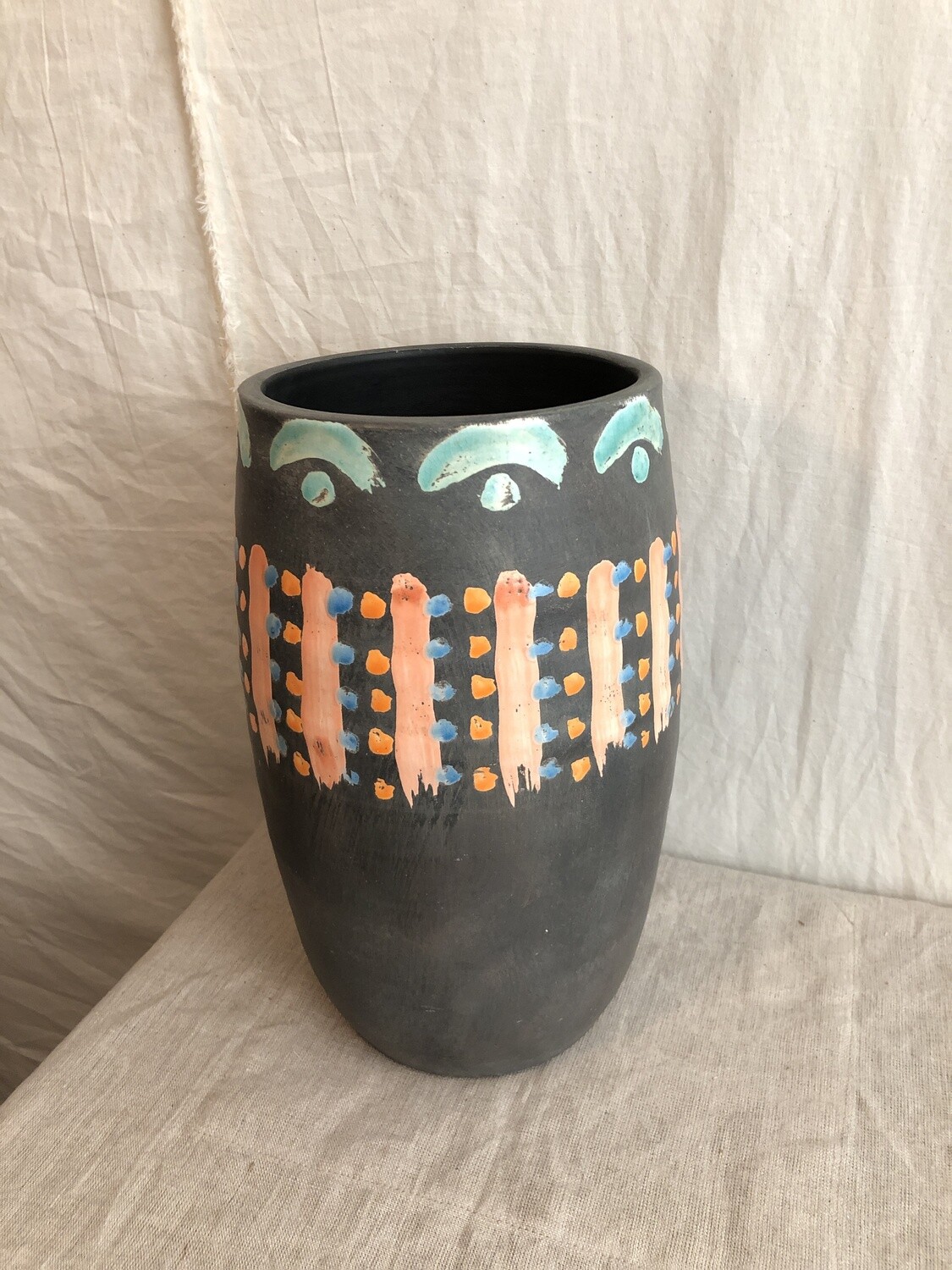 Hand-Painted Colorful Ceramic Vase Tall